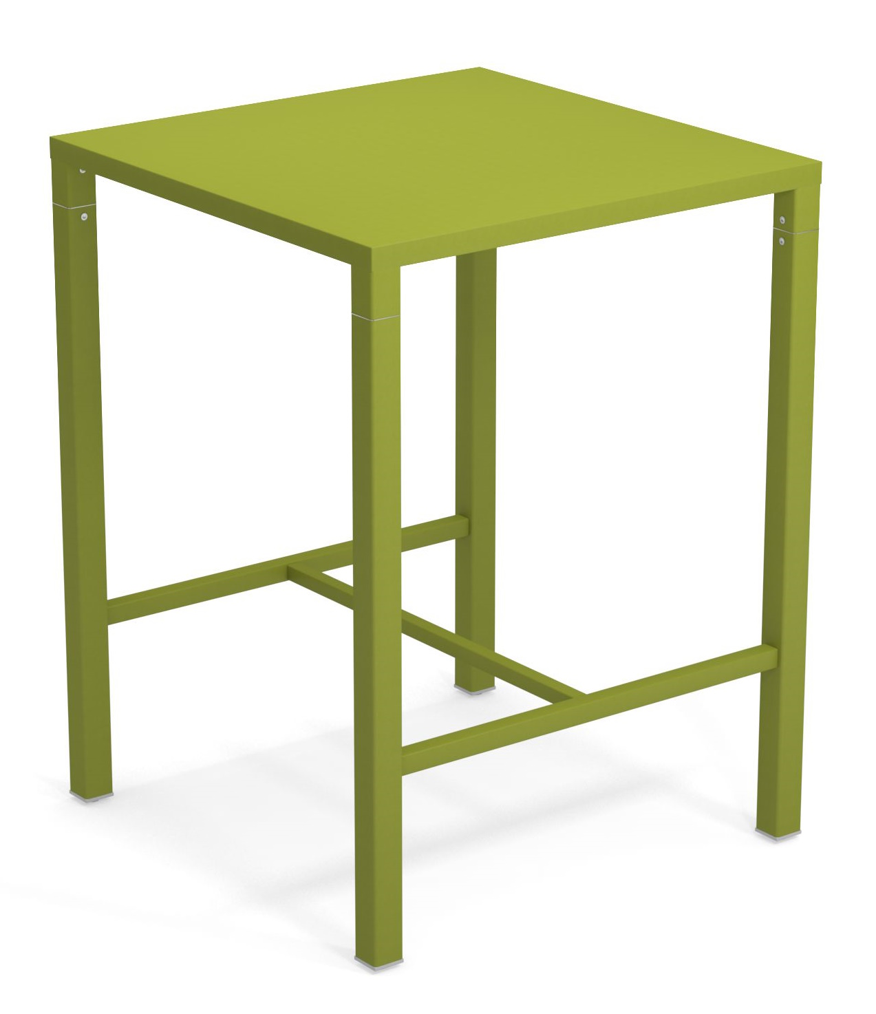 Nova Hochtisch Outdoor Emu, quadratischer Stehtisch in Olivgrün für den Garten oder die Terrasse.