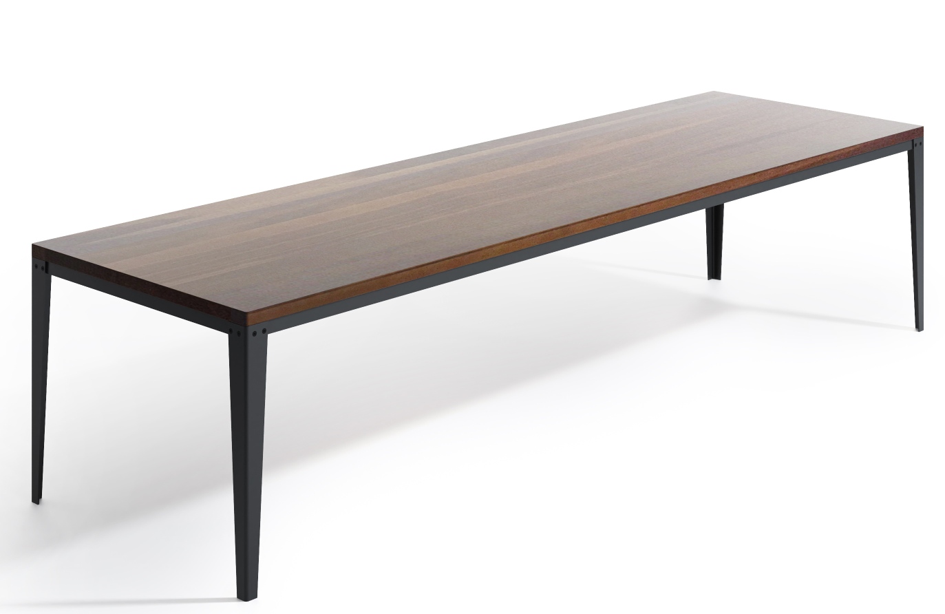 Floy Hard Esstisch Trebord: Moderner Esstisch aus Holz mit schwarzem Metallgestell für Esszimmer.
