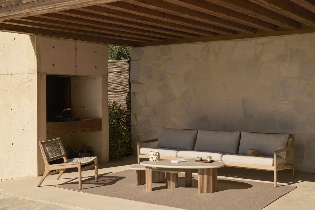 Boomerang Outdoor salontafel beton/teak Ethnicraft