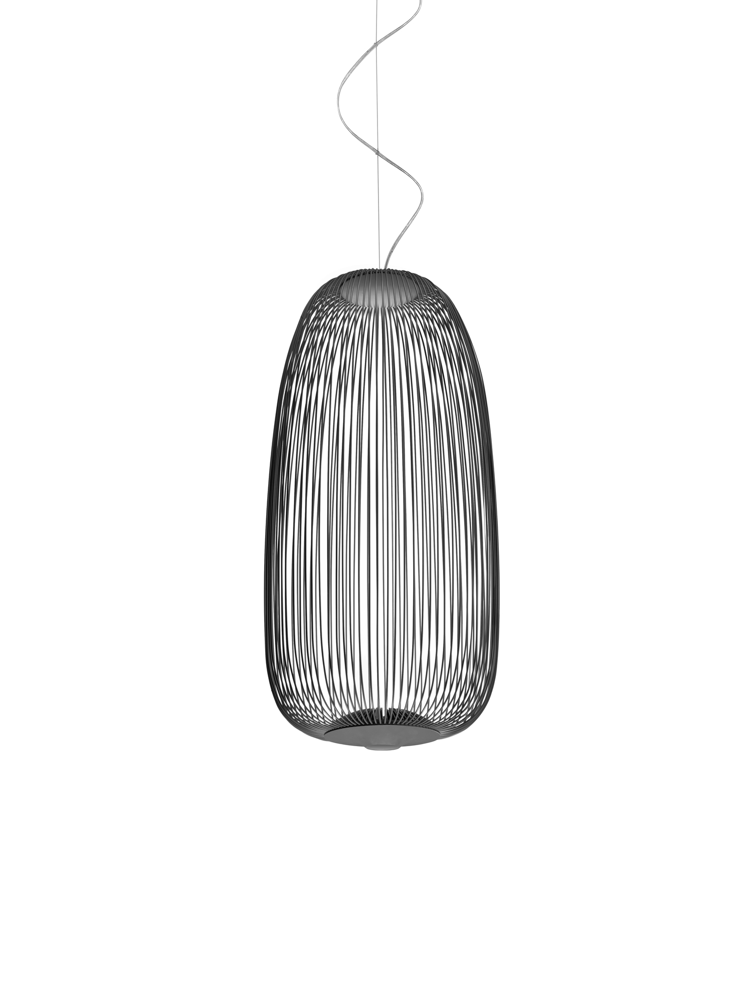 Nahaufnahme der Spokes Pendelleuchte von Foscarini, eine moderne Kupfer-Hängeleuchte.