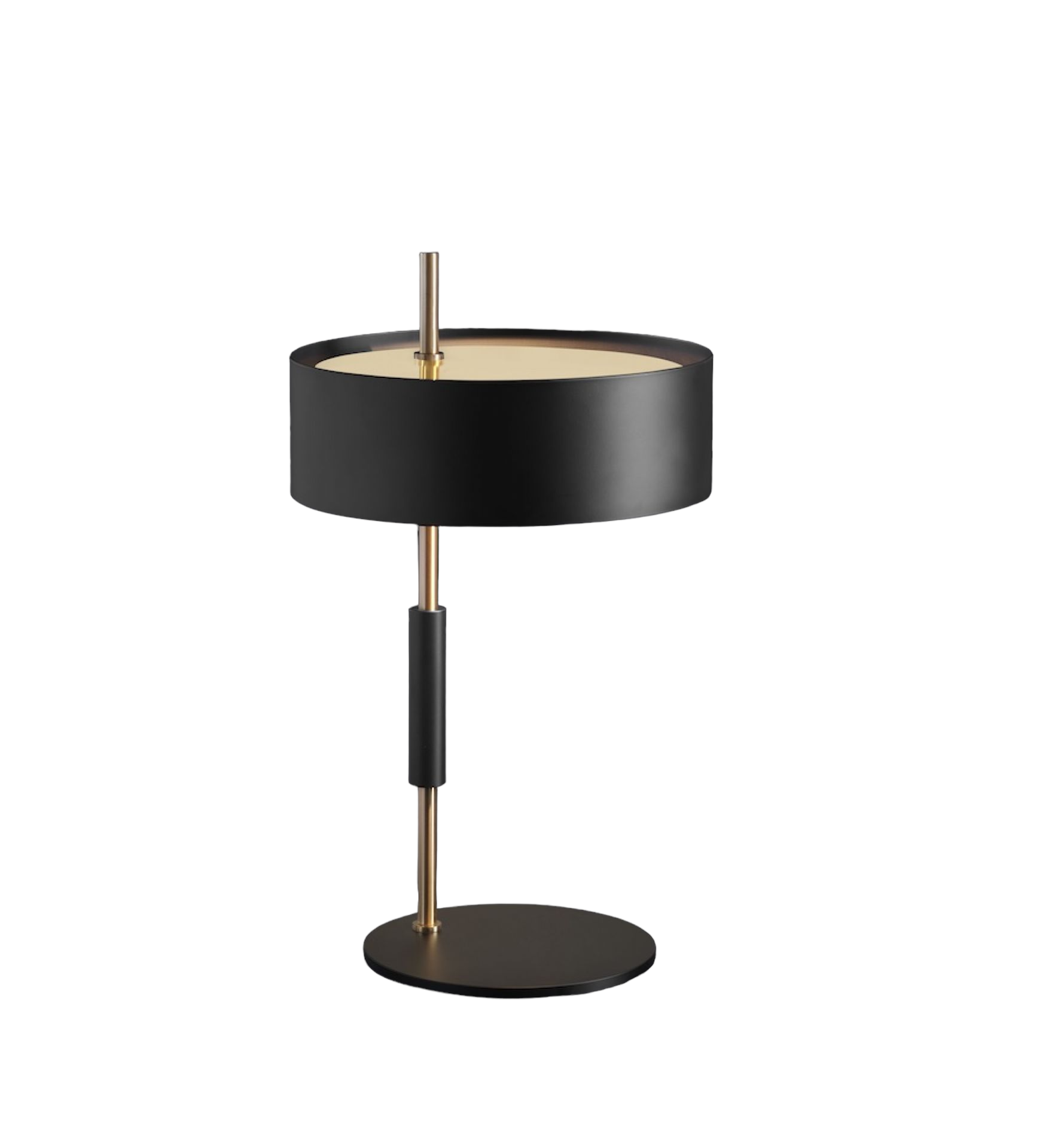Oluce 1953 Tischleuchte in Gold und Schwarz: Moderne Lampe für Nachttisch oder Schreibtisch.