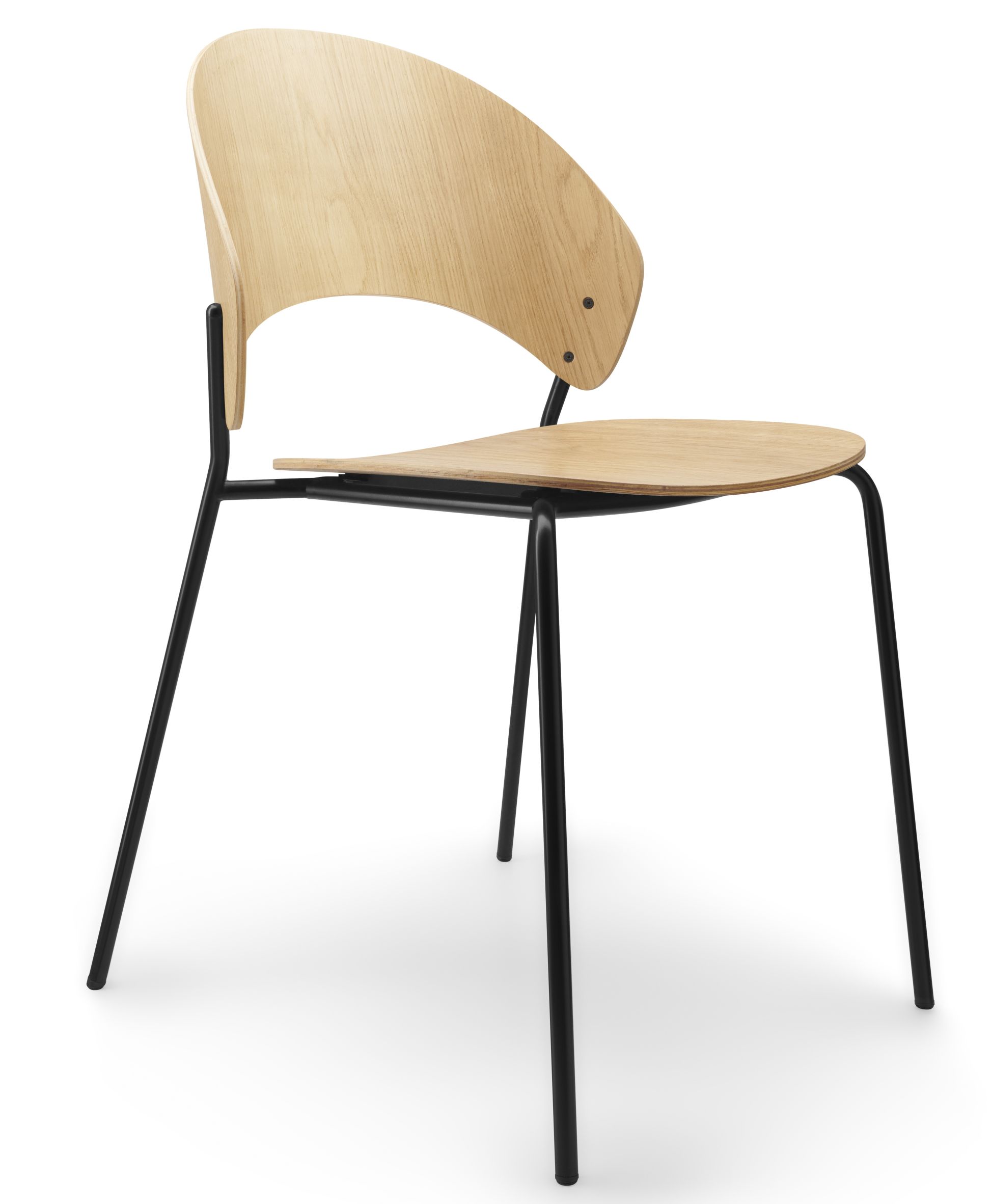 Dosina Stuhl von Eva Solo: Holzstuhl mit schwarzem Metallgestell, modernes Design für Esszimmer.