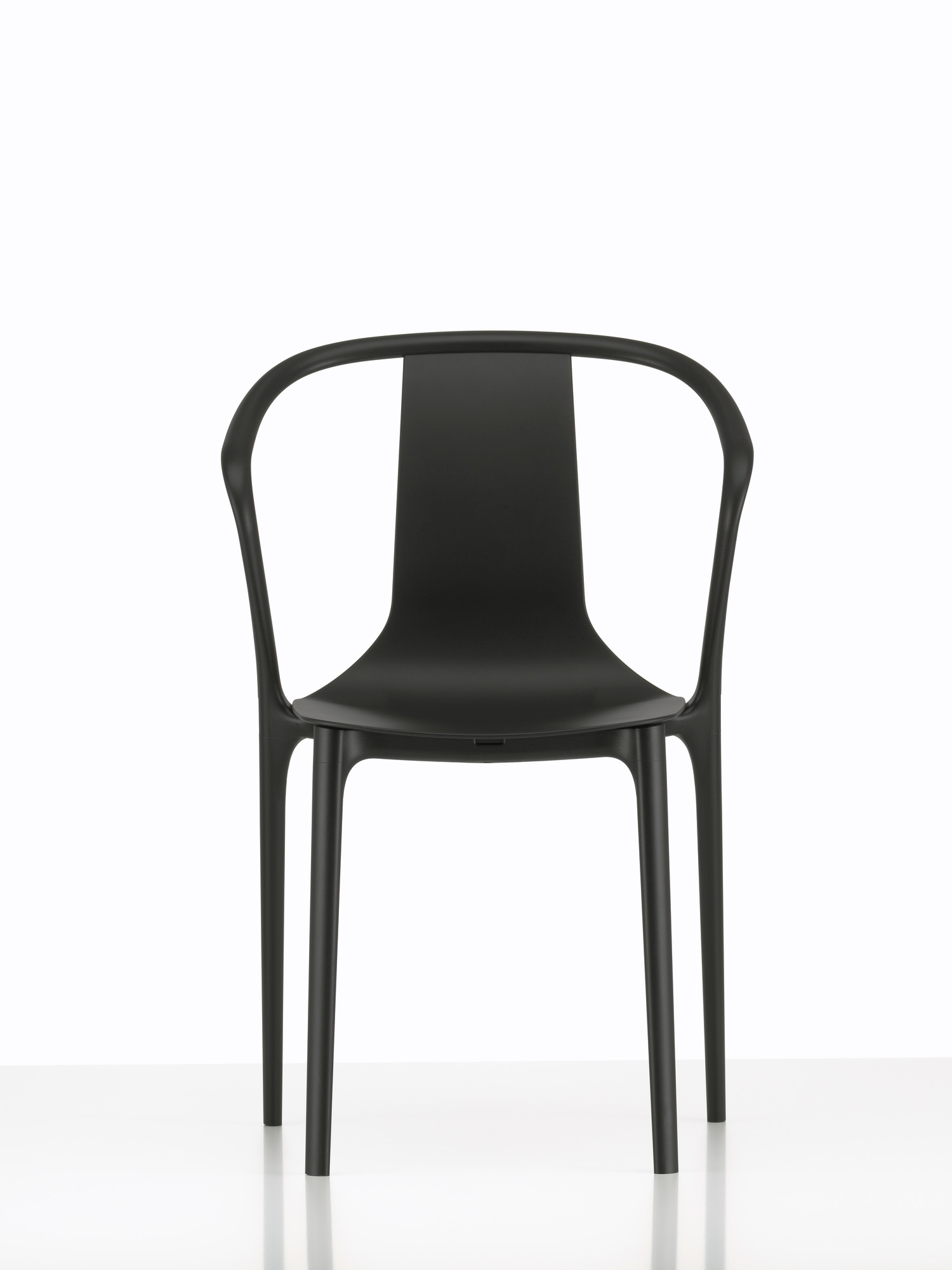 Schwarzer Belleville Chair Plastic Stuhl von Vitra, moderner Kunststoffstuhl für Esszimmer und Wohnbereich.
