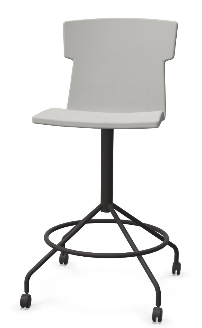 Co-Chair Bürodrehstuhl von Cascando, grauer Hocker mit Rollen, ideal für Büro und Homeoffice.