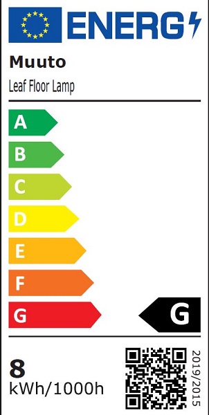 Energieeffizienzlabel der Muuto Leaf Floor Lamp Stehleuchte mit Energieeffizienzklasse G.