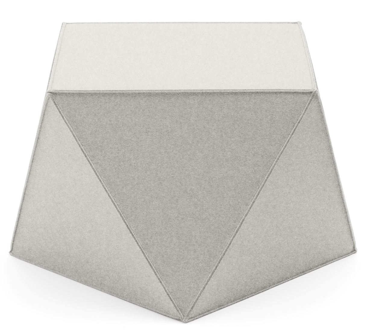 Grauer Diamond Sitzhocker von HEY-SIGN by BWF Group, moderner Filzhocker in geometrischer Form.