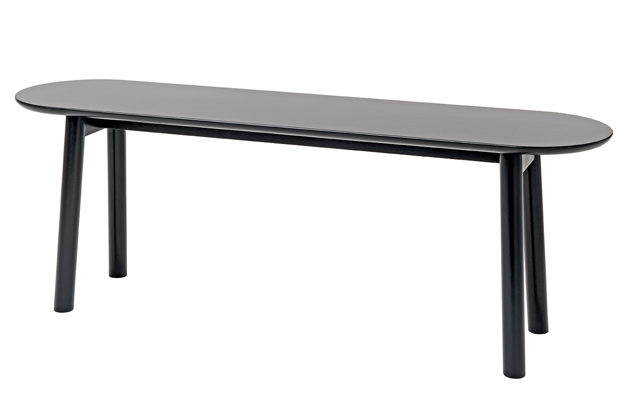 Schwarze Mala Sitzbank von Schönbuch, 120 cm breit, moderne Bank für Flur und Wohnbereich.