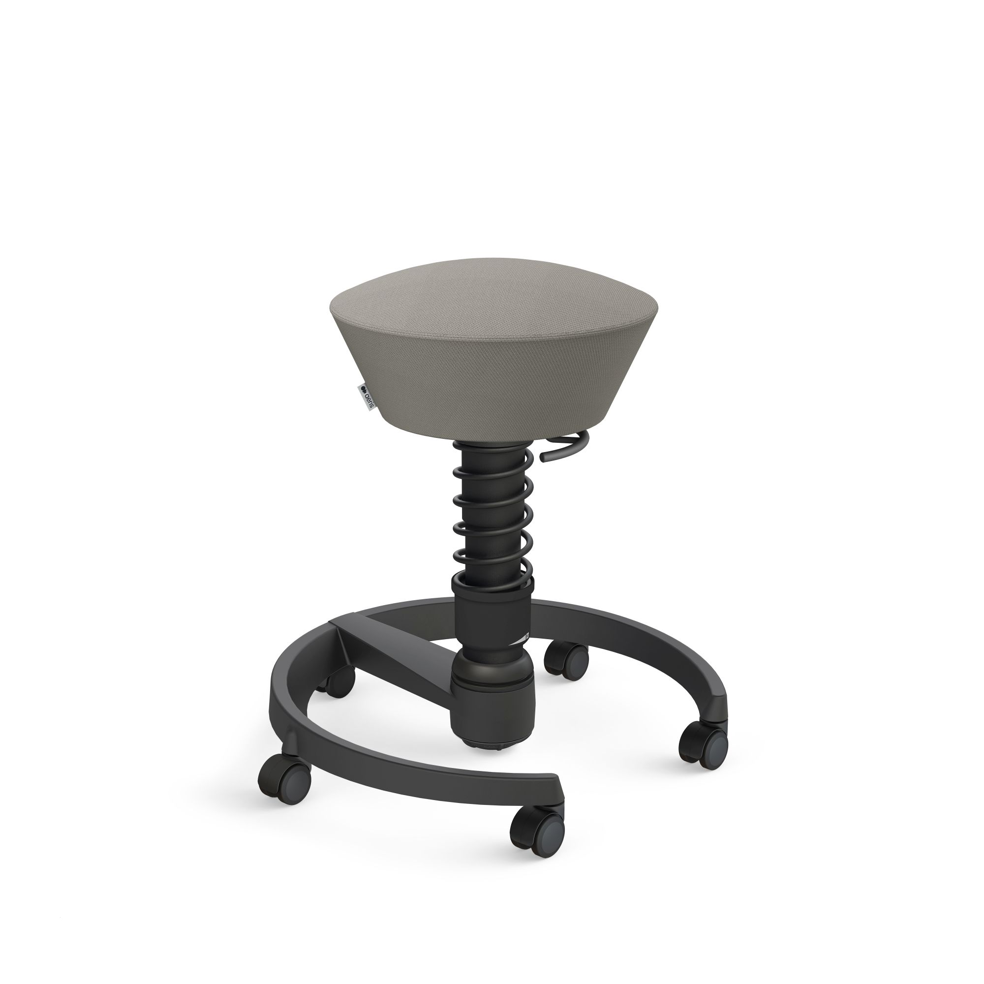 Aeris Swopper Bürostuhl in Grau mit schwarzem Fußkreuz und Feder, ergonomischer Hocker für aktives Sitzen.