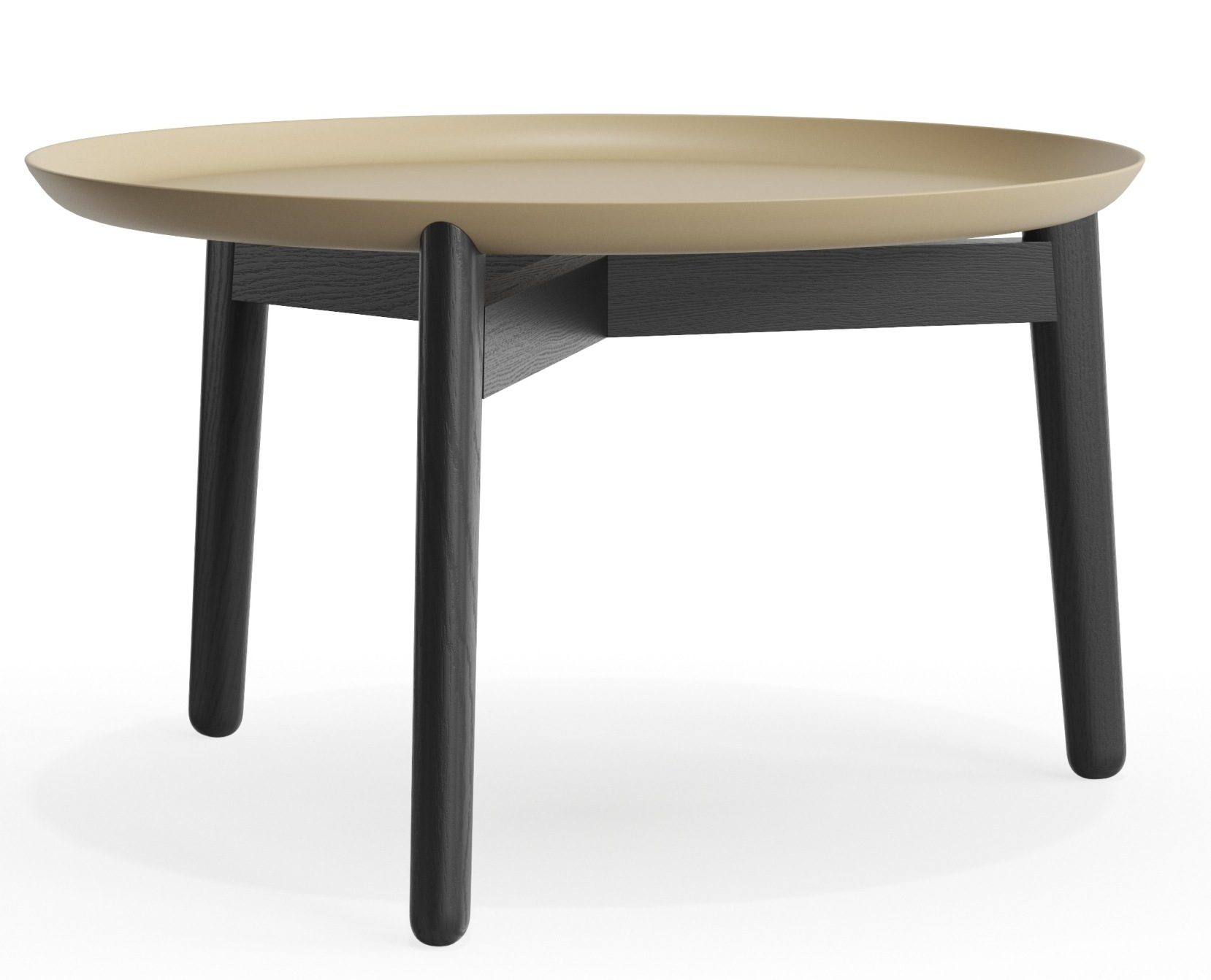 Plaisir 2 Beistelltisch von Zeitraum, Aluminium Tisch mit Holzbeinen in Schwarz, Höhe 32 cm.