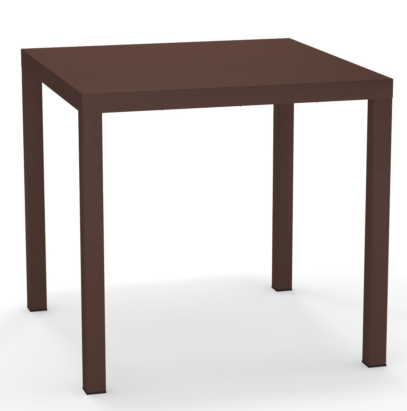 Quadratischer Emu Nova Tisch für den Garten, braunes Metallgestell, moderne Outdoor-Möbel.