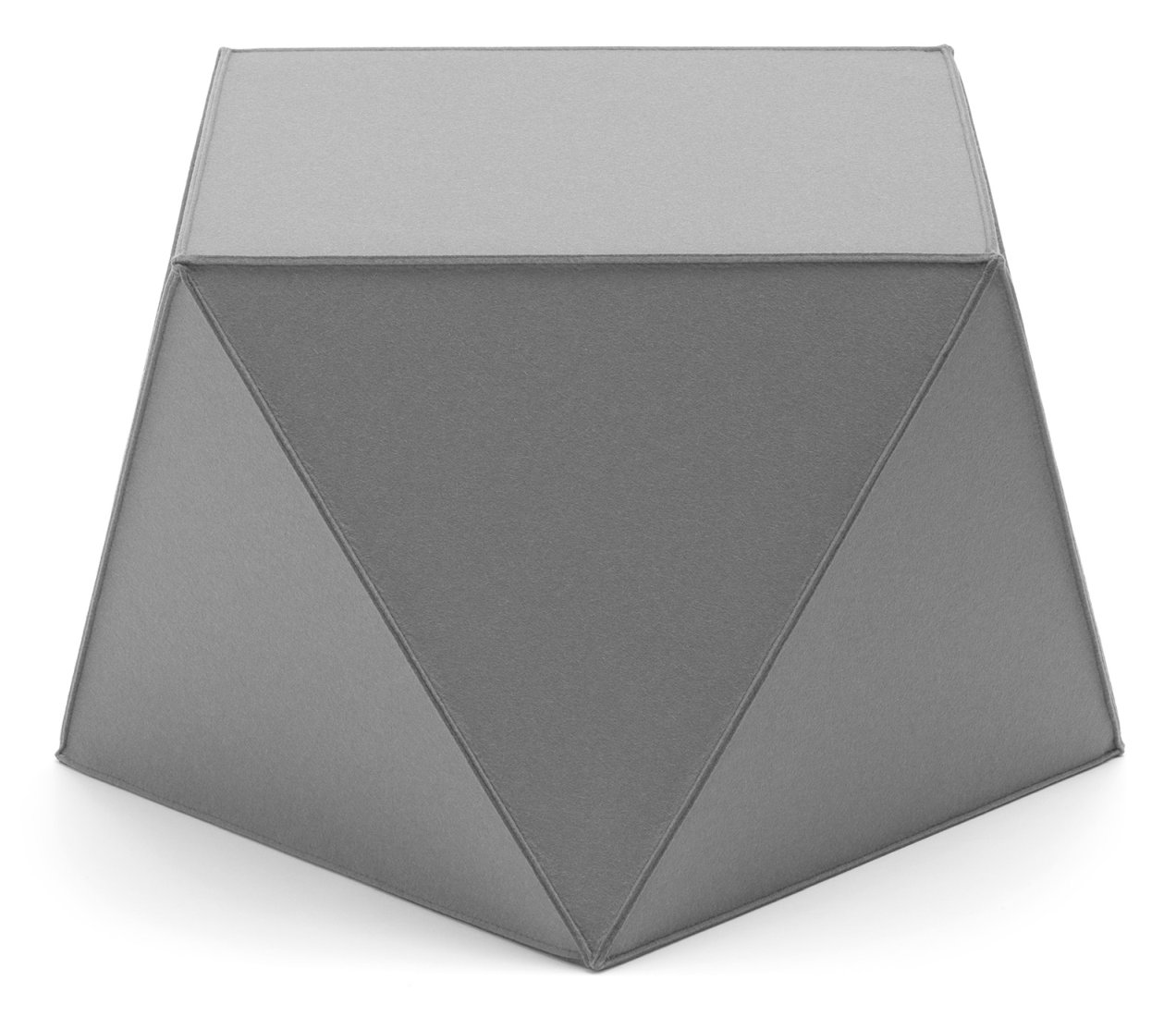 Grauer Diamond Sitzhocker von HEY-SIGN by BWF Group, moderner Filzhocker in geometrischer Form.