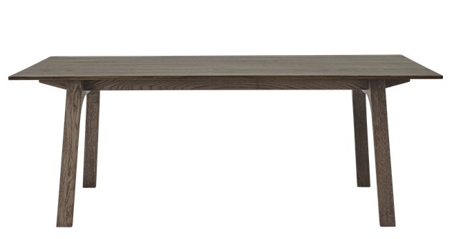 Muuto Earnest Esstisch ausziehbar aus Holz, rechteckige Tischplatte und vier Tischbeine in Braun.