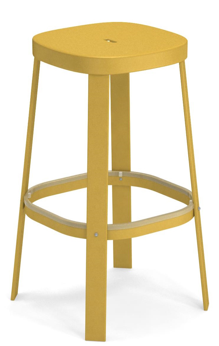 Gelber Thor Barhocker von Emu für den Außenbereich, moderner Hocker mit quadratischer Sitzfläche.