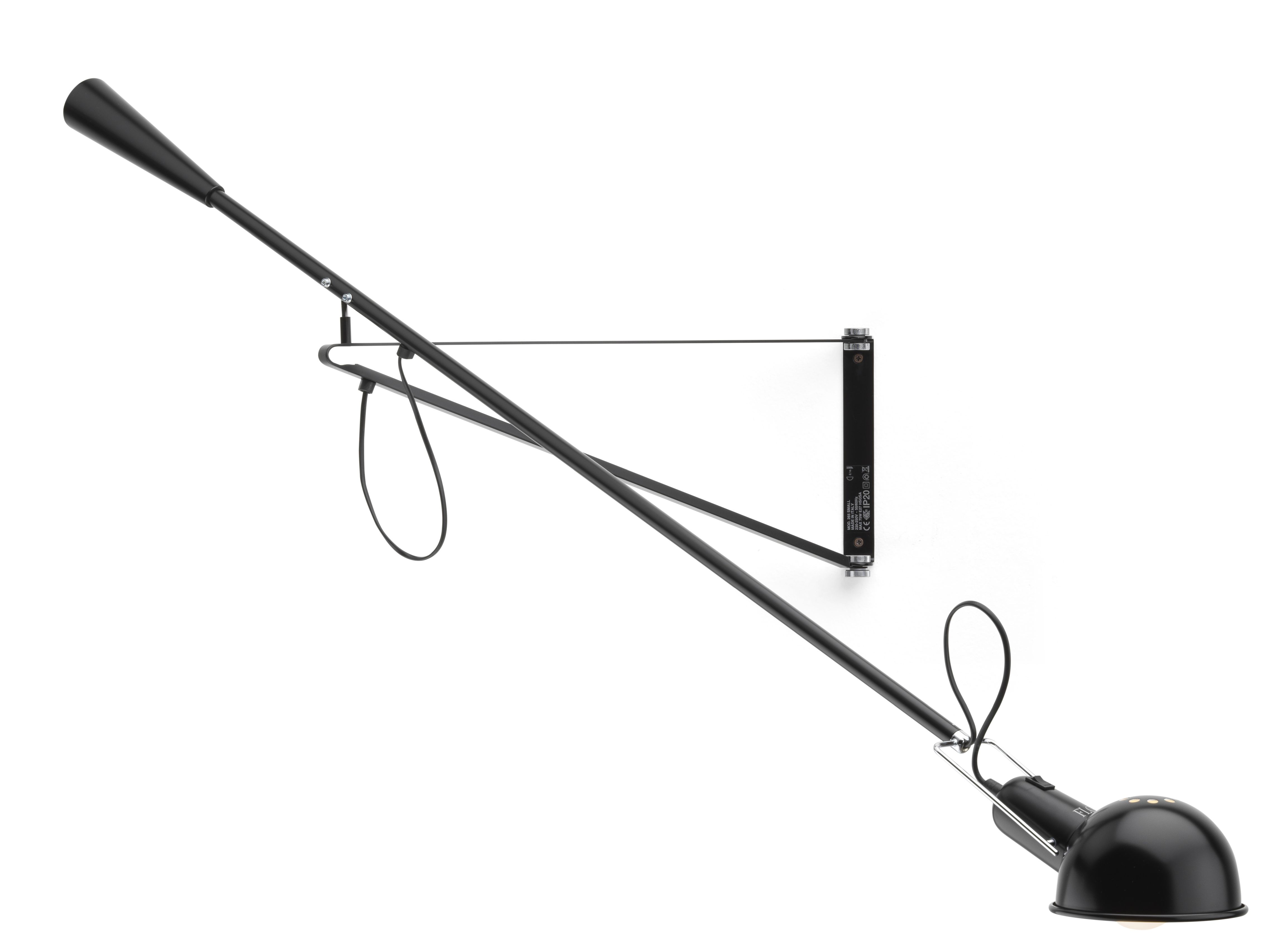 Schwarze Flos 265 Small Wandleuchte, verstellbar, mit langem Arm und Lampenschirm. Design Wandlampe.
