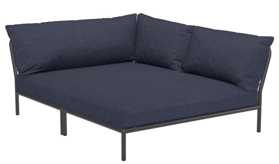 Level 2 Cozy Corner Sofa von Houe für den Außenbereich in Dunkelblau mit Stahlrahmen.