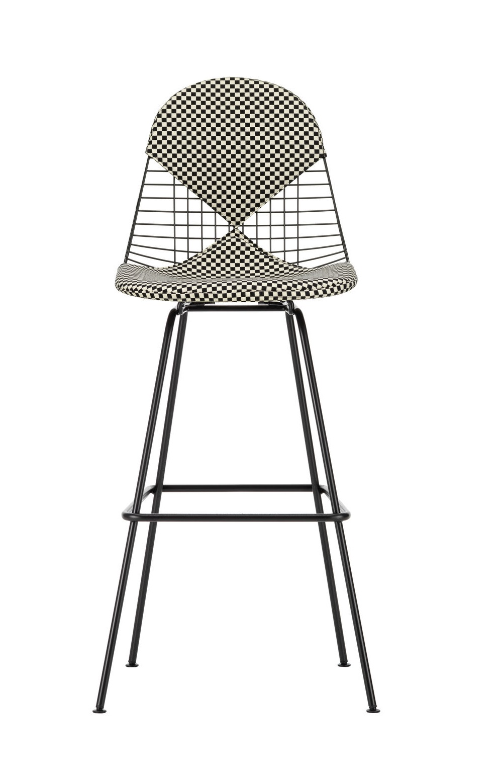 Eames Wire Bar Stool hoge barkruk met zit- en rugkussens van Vitra
