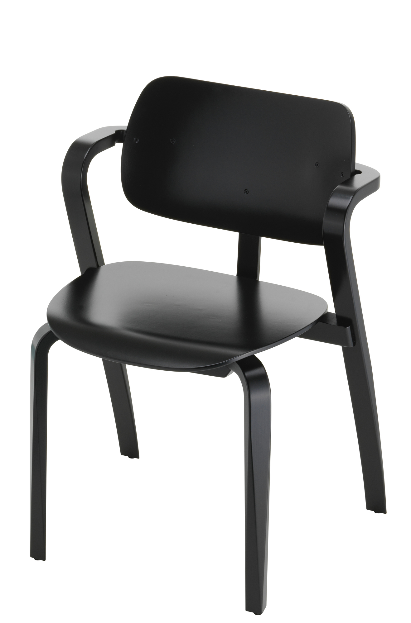 Aslak Stuhl von Artek, grau lackiert, mit Armlehnen, skandinavisches Design für Wohnzimmer und Büro.