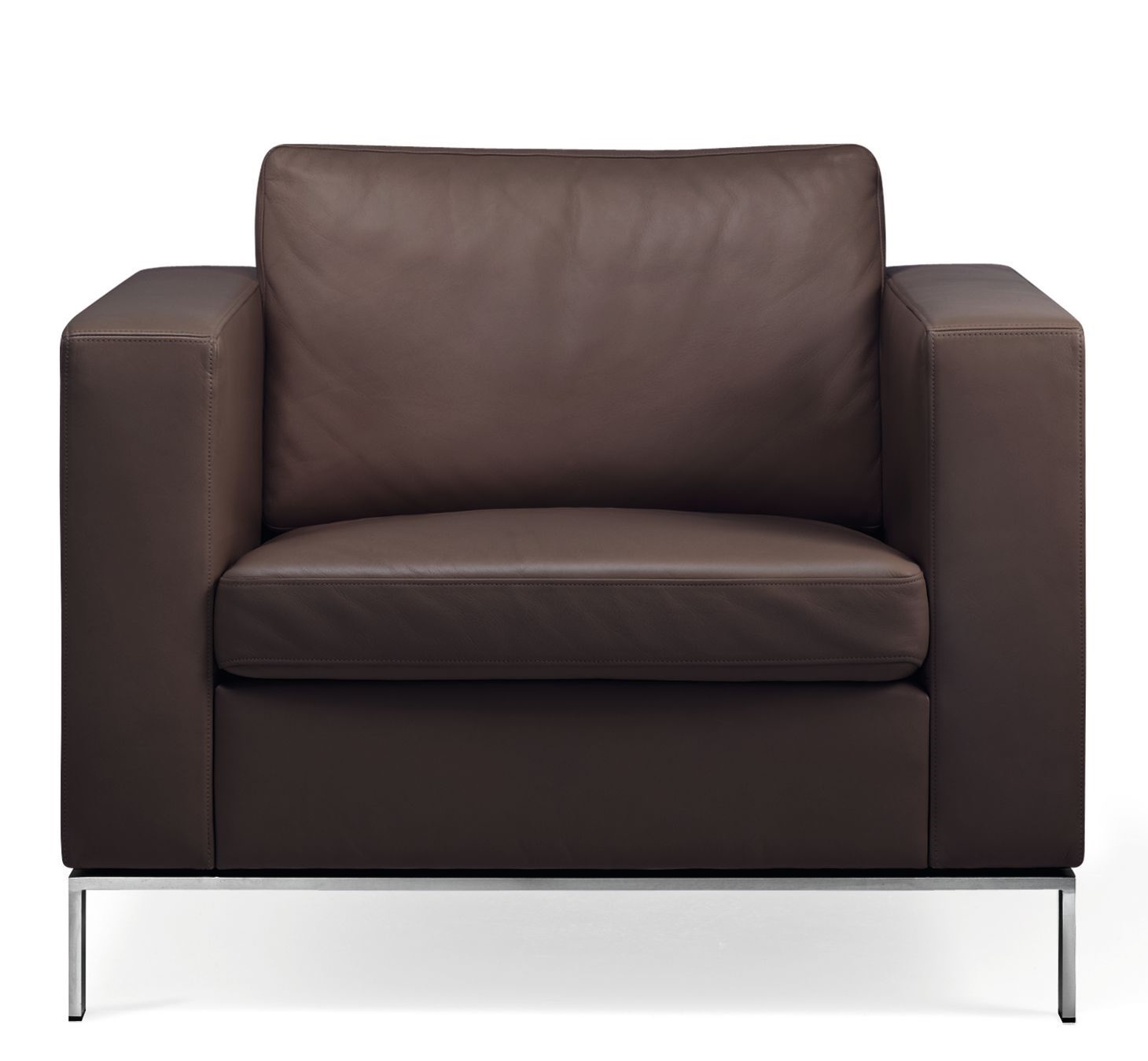 Walter Knoll 503 Foster Sessel in braunem Leder mit Stahlgestell, moderne Wohnzimmermöbel für stilvolles Ambiente.