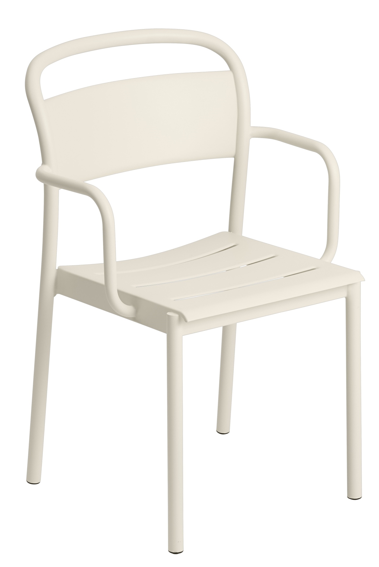Linear Steel Armchair von Muuto in Grau, moderner Outdoor Armlehnstuhl aus pulverbeschichtetem Stahl.