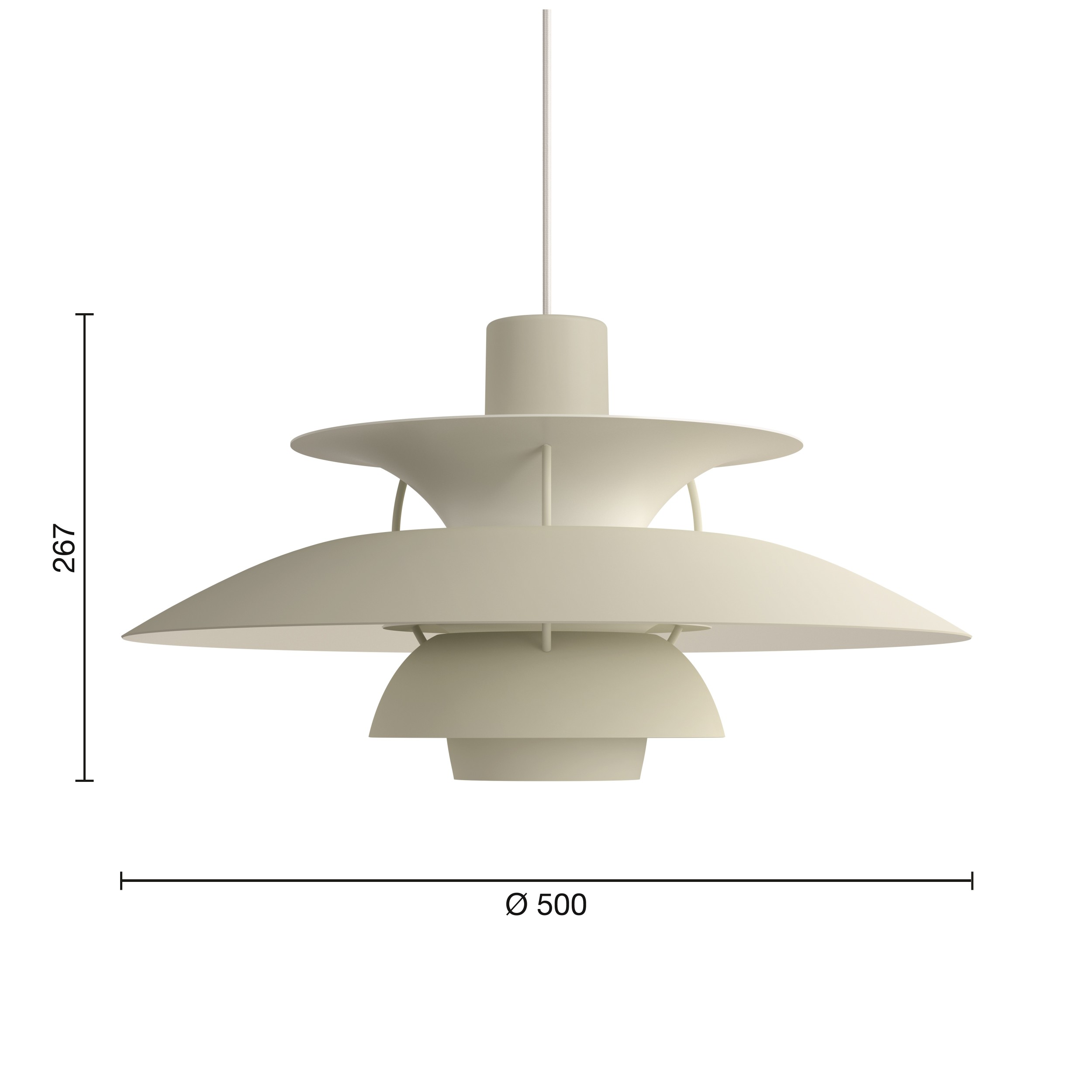 PH 5 Pendelleuchte von Louis Poulsen in Pale Pewter, moderne Designerlampe für Wohnräume.