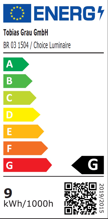 Energieeffizienzlabel der Sun Pendelleuchte Grau von Tobias Grau GmbH, Energieklasse A bis G.