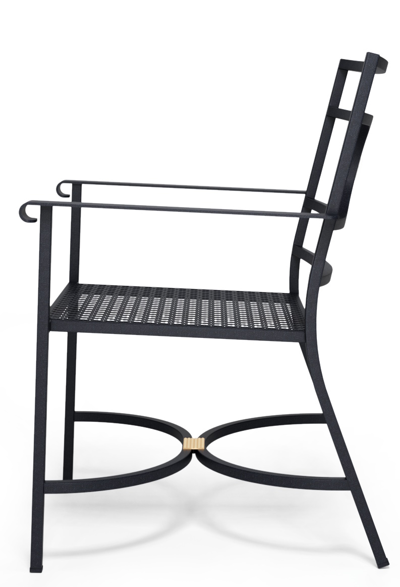 Schwarzer Collier Armchair Armlehnen Stuhl von Emu für den Außenbereich, Seitenansicht, Metall, modern.