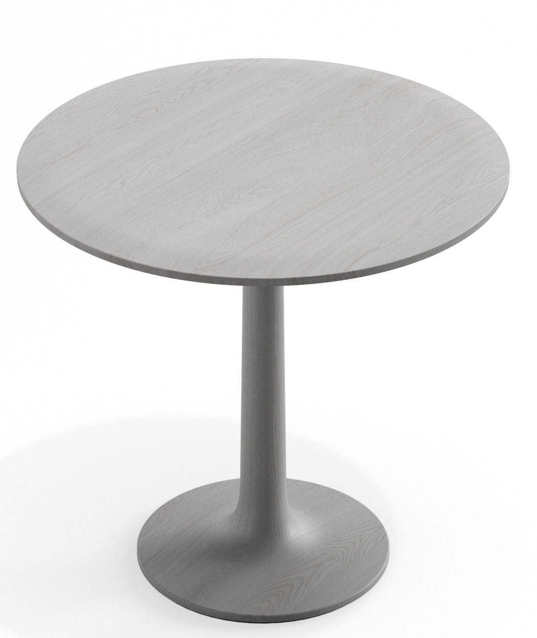 Turntable Couch Beistelltisch von Zeitraum, runder Holztisch in Grau mit zentralem Fuß.