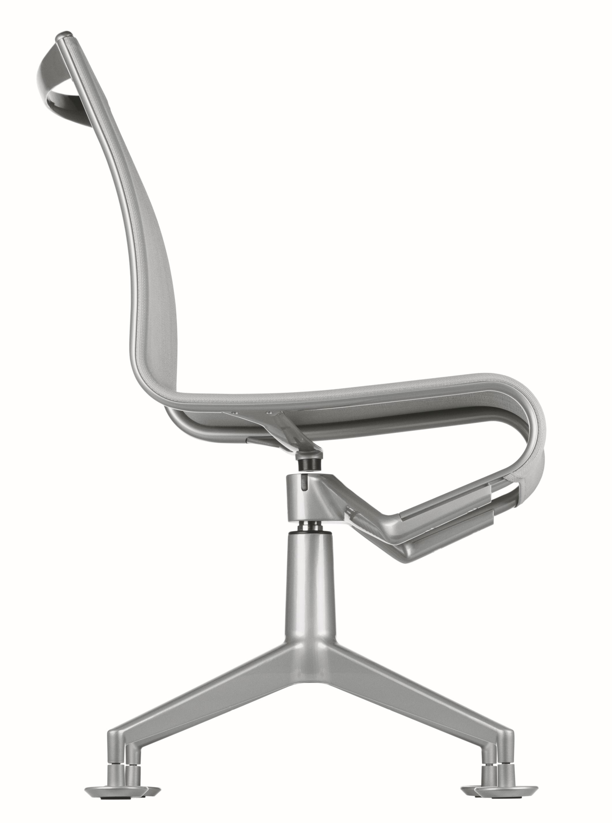 Meetingframe Drehstuhl Alias 436/437 in Silber, ergonomischer Bürostuhl mit Netzrücken und modernem Design.