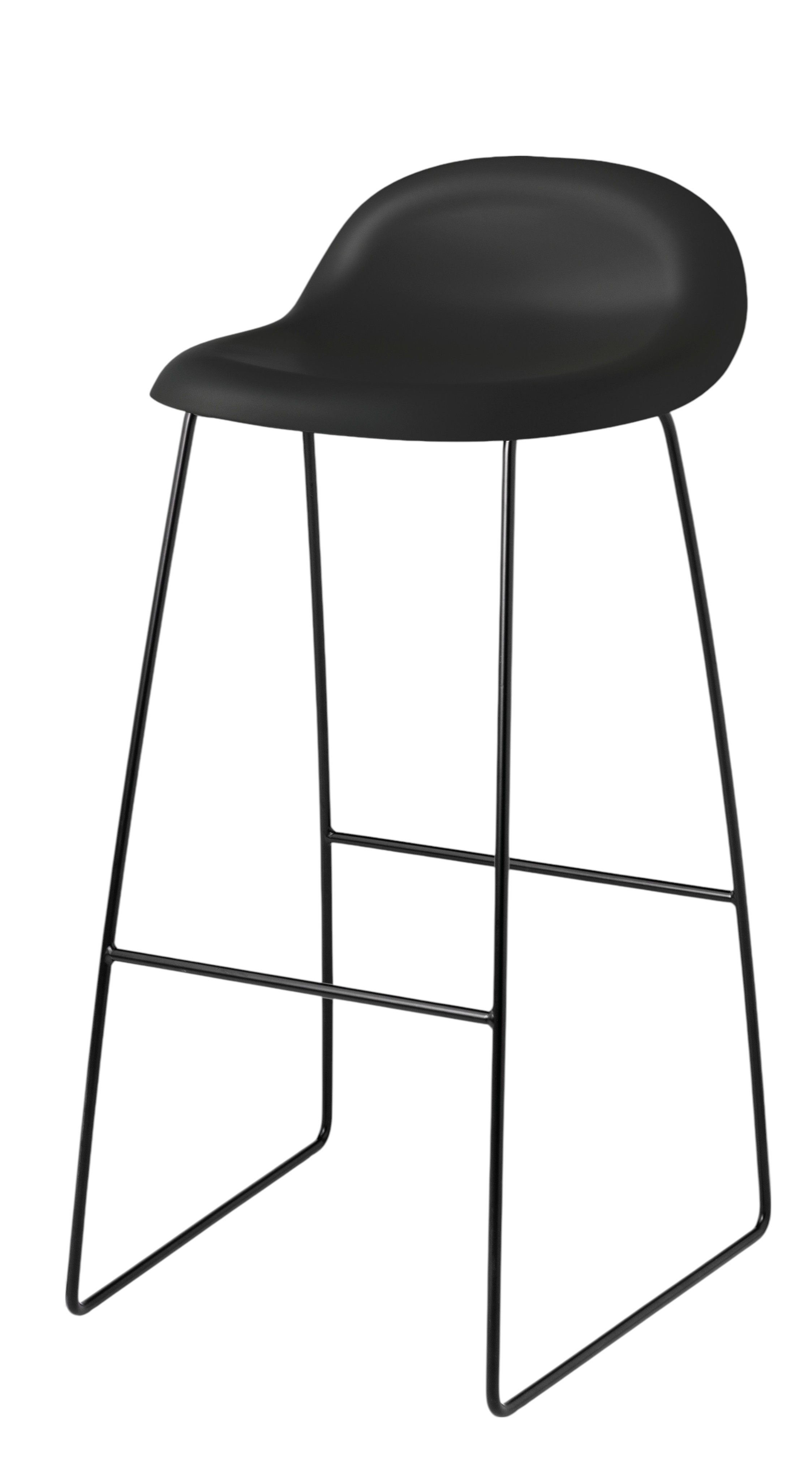 3D-barkruk 75 zwart - Sledge Base kunststof glijders Gubi
