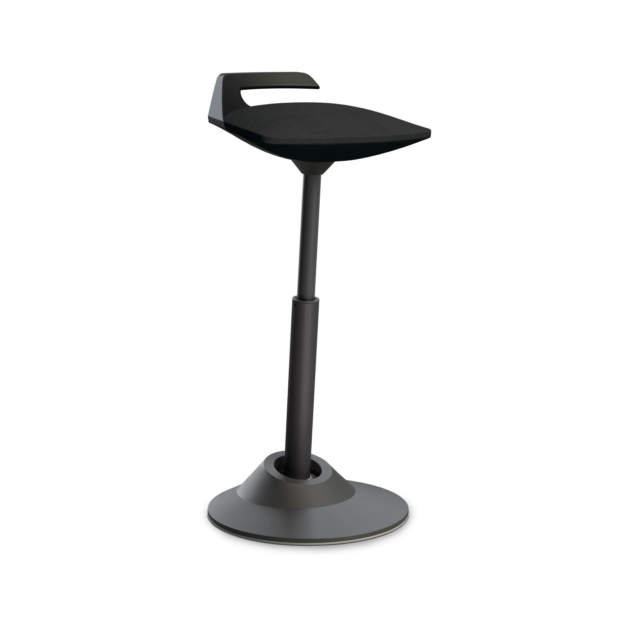 Schwarzer, höhenverstellbarer Stehpult-Aufsatz für Laptops und Tablets, ideal für ergonomisches Arbeiten im Büro oder Homeoffice.