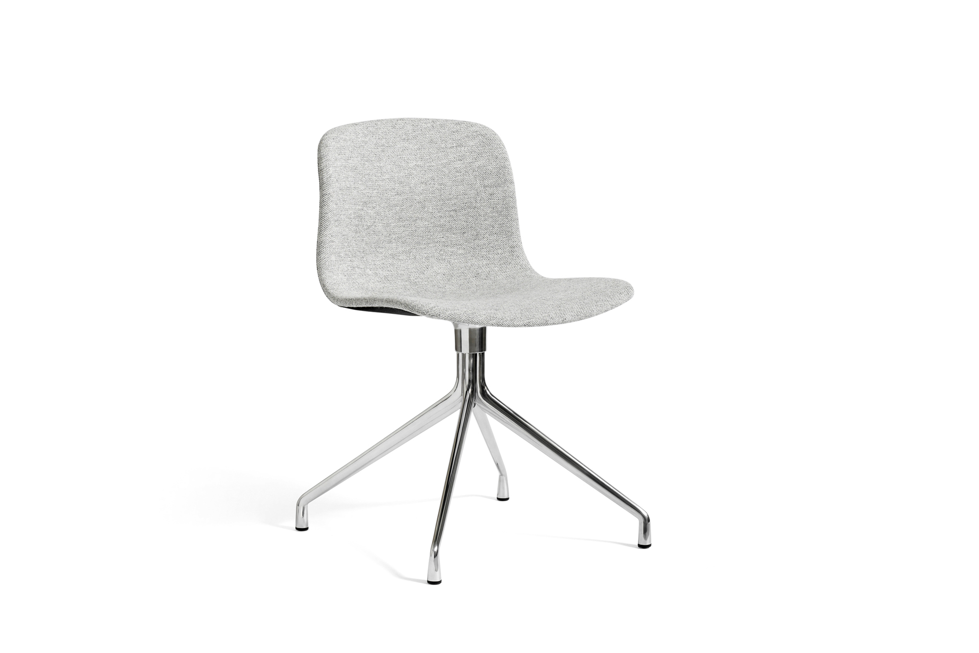 About a Chair AAC11 Stuhl von Hay mit grauem Vollpolster und Drehgestell aus Chrom.
