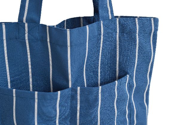 Outdoor Market draagtas blauw met beige strepen Hay