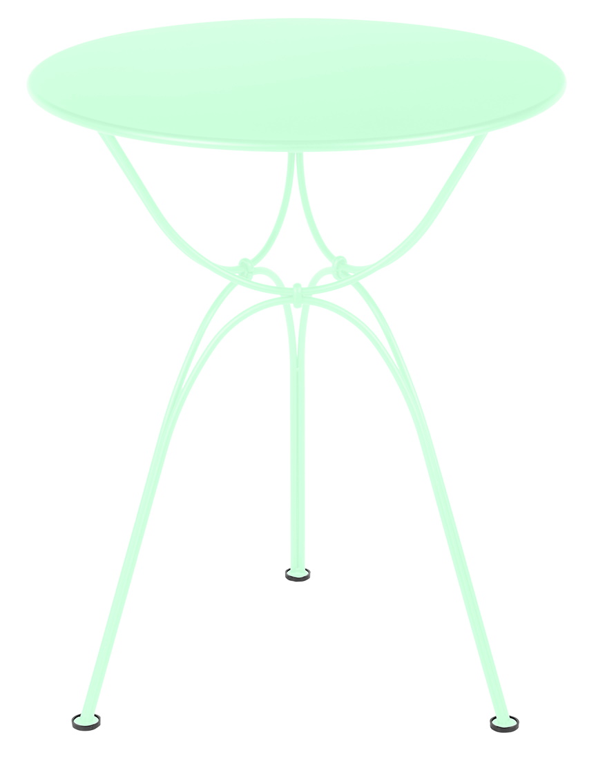 Airloop Tisch Ø 60 cm von Fermob, runder Outdoor Tisch in Mintgrün mit filigranem Stahlgestell.