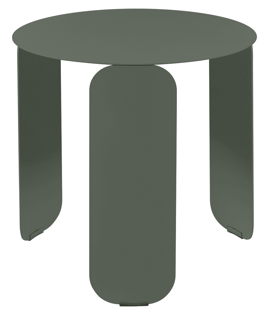 Bebop Beistelltisch von Fermob, ein runder, grüner Outdoor Tisch für Garten und Terrasse.
