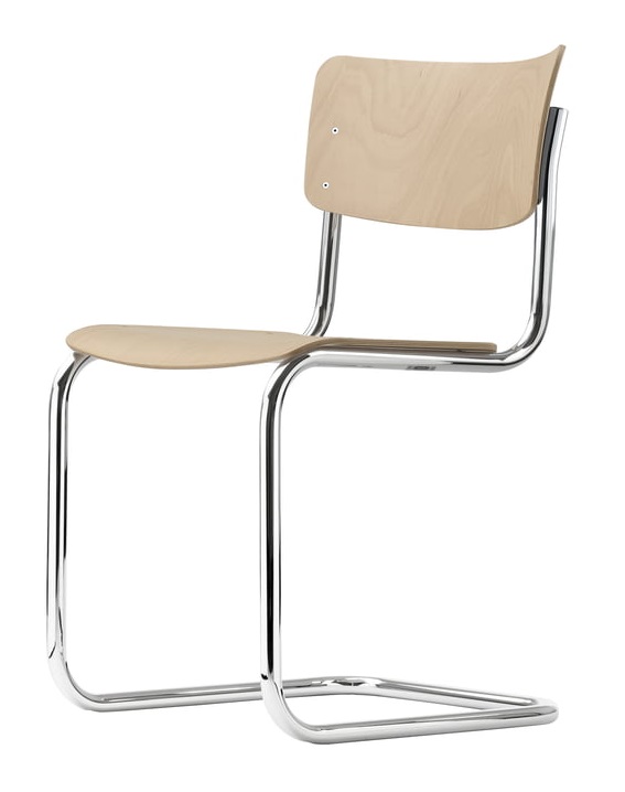 S 43 Klassieke stalen buisstoel met vrijdragende poten, beuken, CHROOM/NATUUR, Thonet VOORKEURSCOMBINATIE