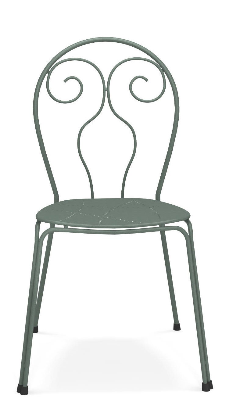 Caprera Stuhl Outdoor Emu: Grüner Metallstuhl für den Garten oder die Terrasse, modernes Design.