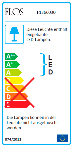 Energieeffizienzlabel der Flos Smithfield C LED Deckenleuchte in Schwarz matt.