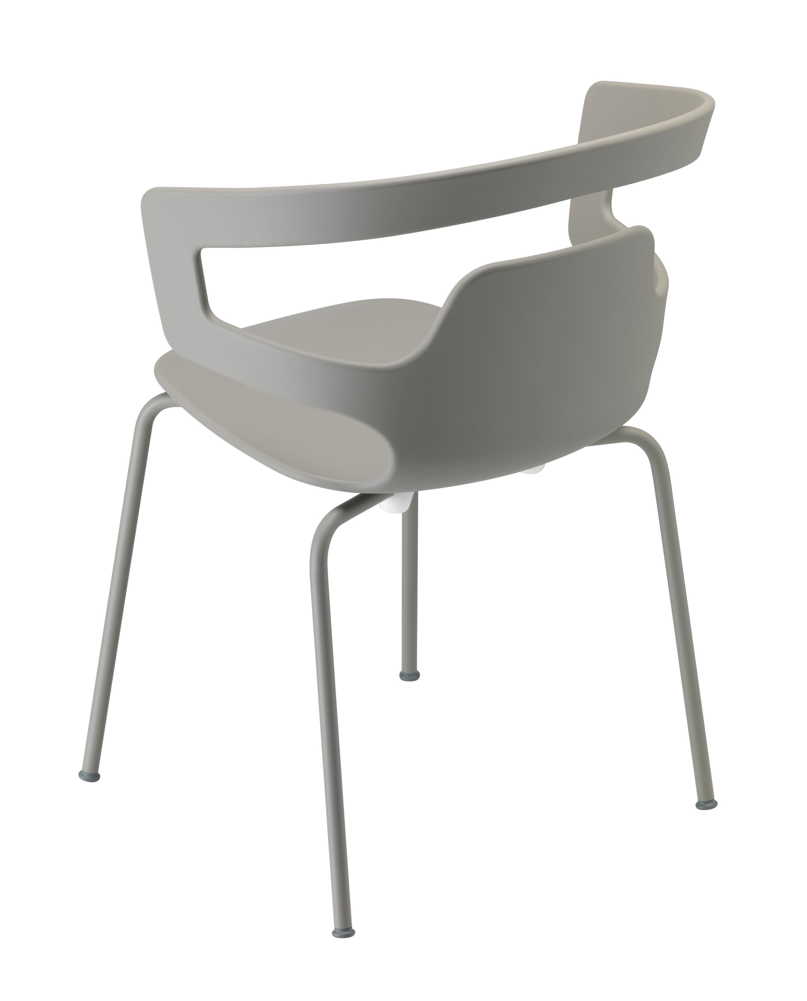 Segesta Chair 500 Stuhl Alias, moderner Designstuhl in Grau mit Armlehne und Metallbeinen.