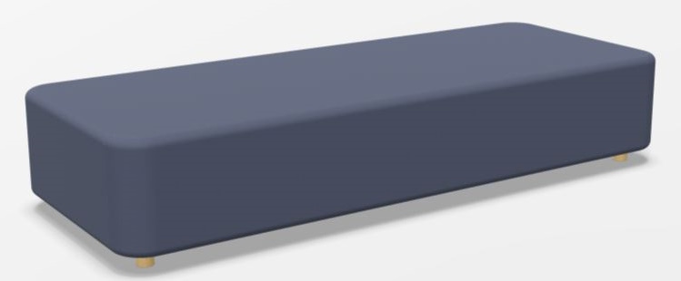 Mezza Sitzelement von Cascando, modernes, blaues Sofa mit abgerundeten Ecken und Holzfüßen.