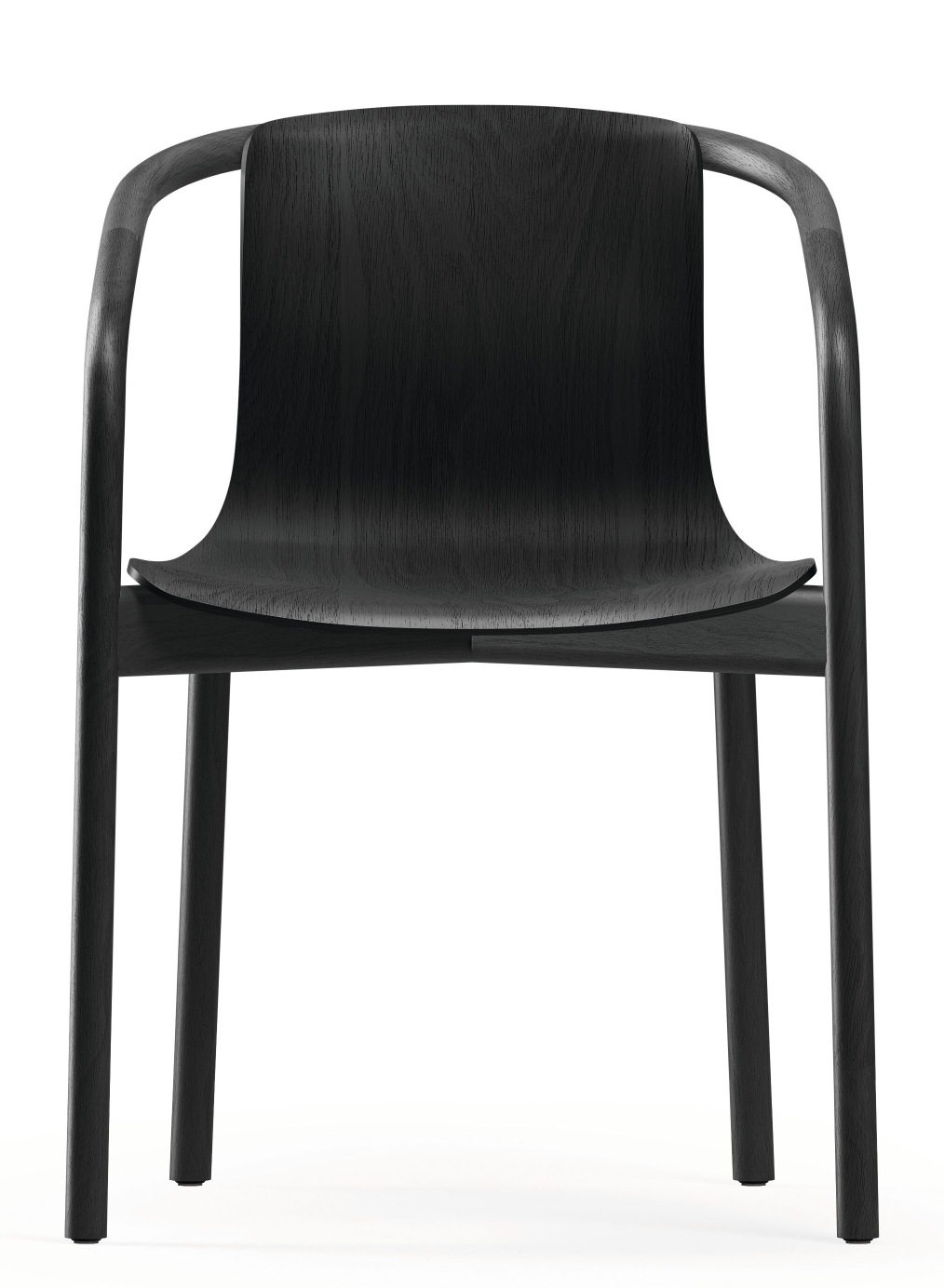 Osuu Chair von Walter Knoll, moderner Holzstuhl in Schwarz, Frontansicht für Esszimmer oder Büro.