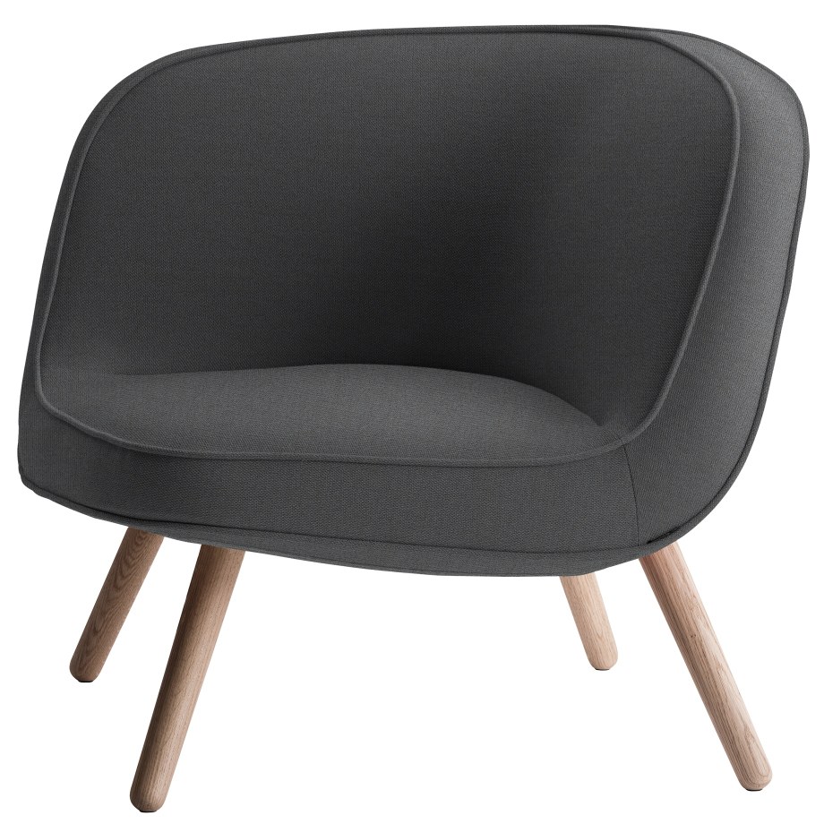 Via57 Sessel von Fritz Hansen, grauer Lounge Sessel mit Holzbeinen für Wohnzimmer und Büro.