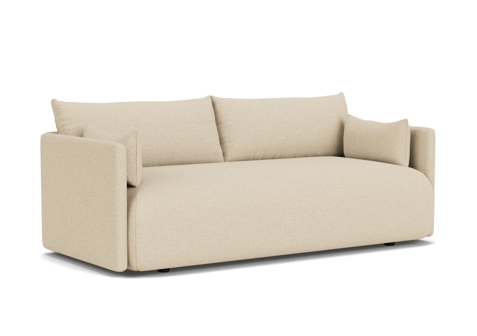 Audo Copenhagen Offset Sofa 2-Sitzer in Beige, modernes Design Sofa mit Armlehnen und Kissen.