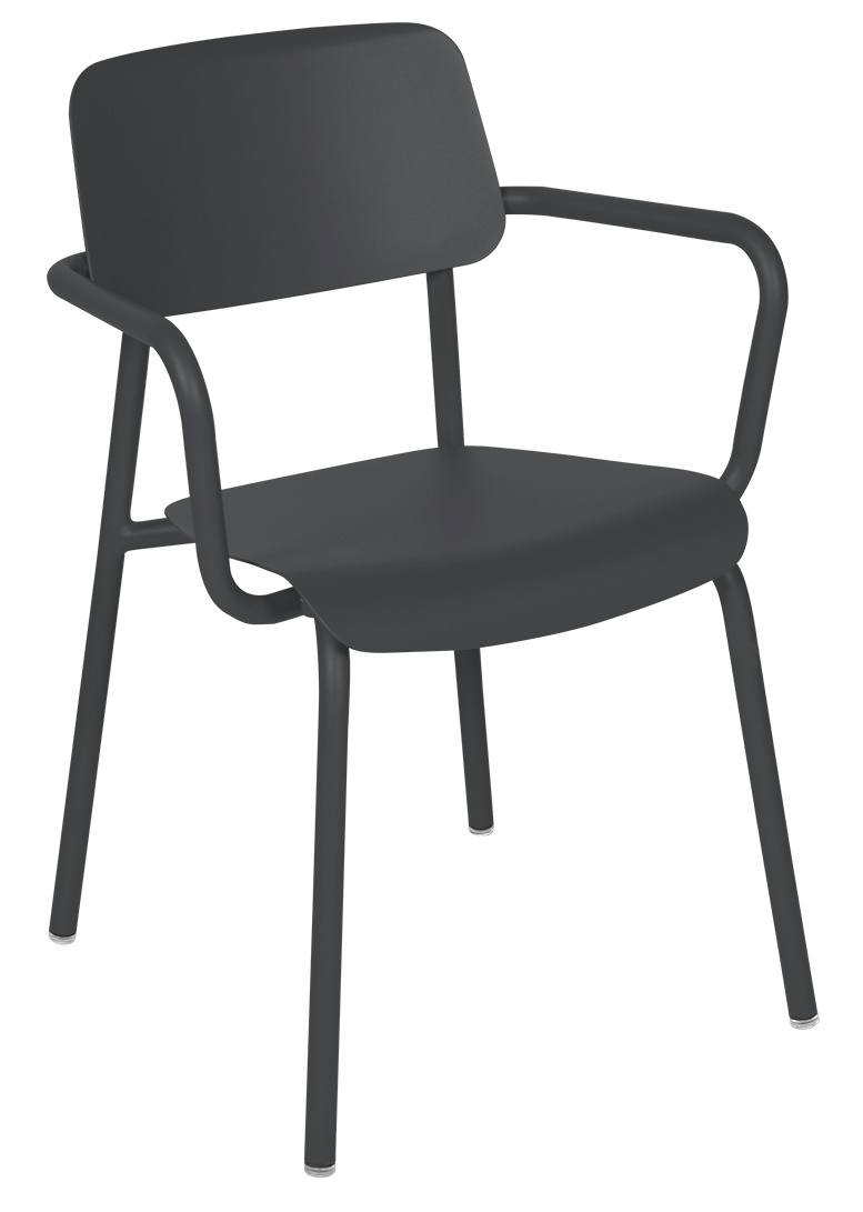 Fermob Studie Chair Outdoor Stuhl, dunkelgrau, mit Armlehnen, für Garten, Terrasse und Balkon.