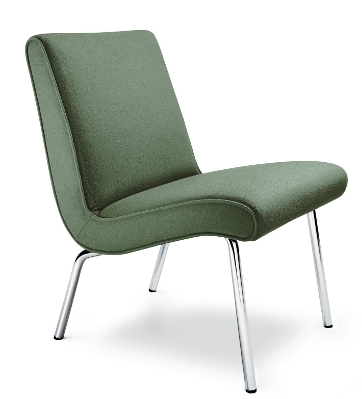 Walter Knoll Sessel 607 Vostra Armchair, grüner Stoffbezug und verchromtes Metallgestell, modernes Design für Wohnzimmer.
