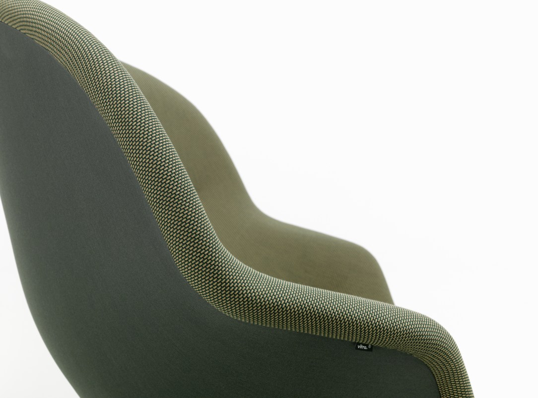 Detailaufnahme des Abalon Sofas von Vitra in Grün, modernes Design für Wohnzimmer und Büro.