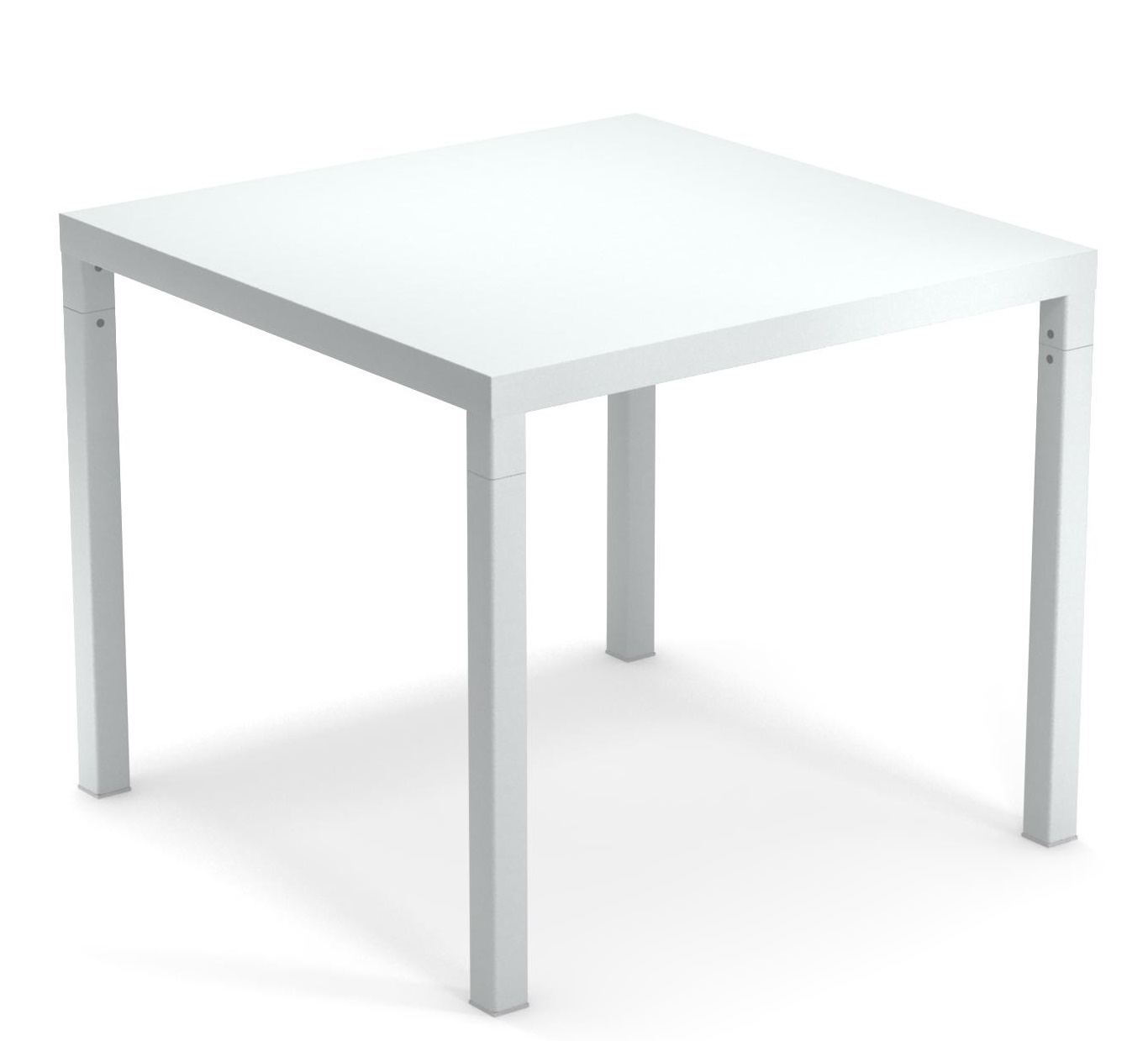 Weißer Nova Tisch Outdoor von Emu, quadratisch, aus Metall, für Garten, Terrasse und Balkon.