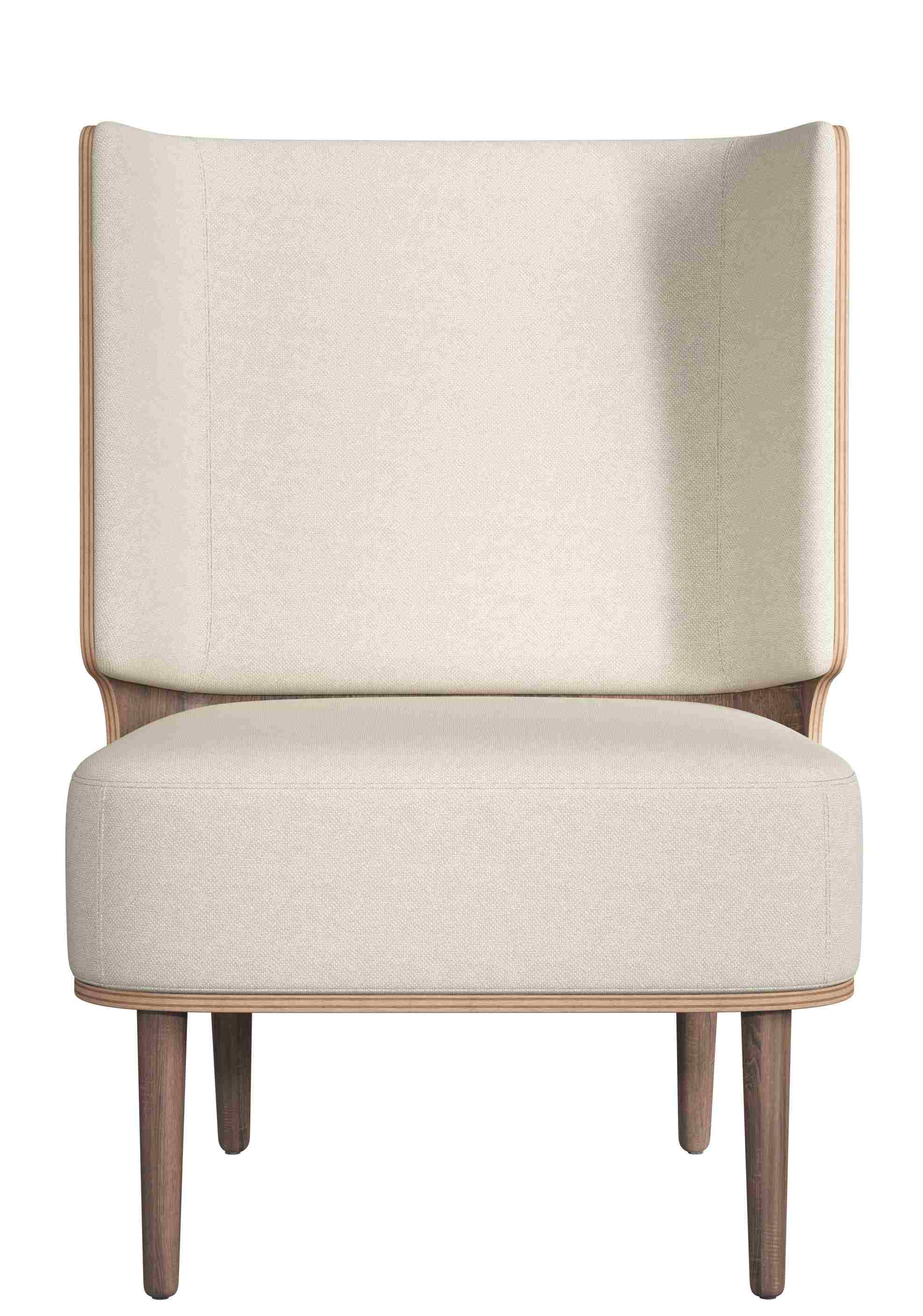 Serena Lounge Chair Sessel mit Eiche dunkel gebeizt und Sweet Vanilla Bezug.