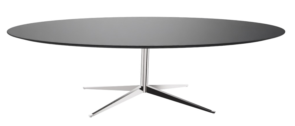 Florence Oval Table von Knoll International mit grauer Tischplatte und verchromtem Fuß.