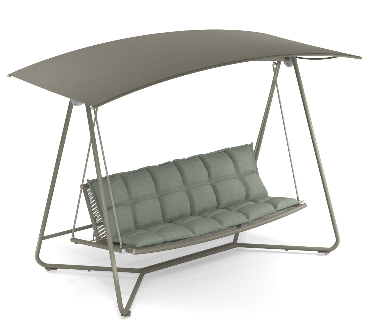 Reel Schaukelsofa für den Garten, Outdoor Sofa mit Sonnendach und bequemen Polstern.