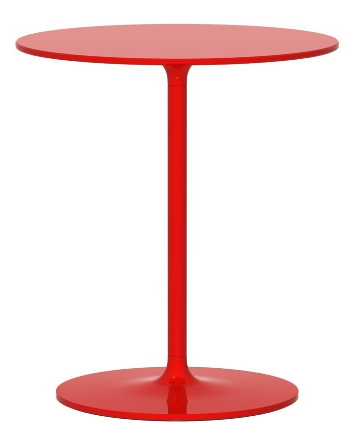 Roter Poppy Beistelltisch von Rexite, runder Tisch mit zentralem Fuß, modernes Design.